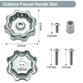 Outdoor Faucet Handle Compatible with Danco 10006 Hose Faucet, Water Spigot Handle for 8-Point & 12-Point Round Splines and 0.26/0.28/0.31/0.38 Inch Square Splines, Silver (1 Pack)
