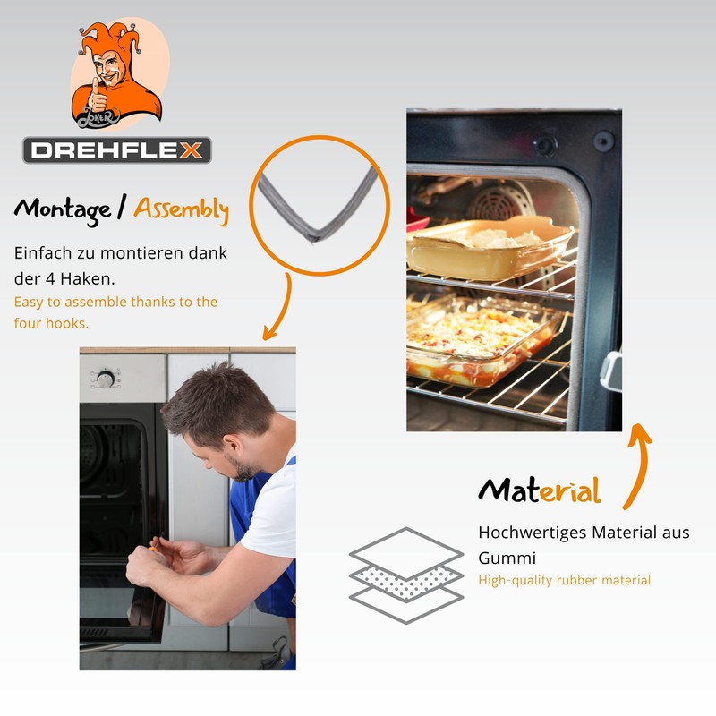 DREHFLEX - BOD20 Gasket/Oven Gasket/Rubber Suitable for Various Cookers /