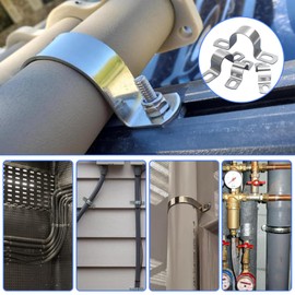 eupdd 30 pieces U-pipe clamps stainless steel set: pipe clamps 25/20/10 mm, for pipes, cables, water pipes, pipe attachment, mounting clamps, cable clamps for screwing, stainless steel