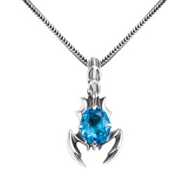 JadeAngel 925 Sterling Silver Necklace for Men, Vintage Dragon and Tiger Coin Pendant Dragon Necklace/Scorpion Necklace/Anchor Necklace for Women Men Gift, 20 inches, Sterling Silver, Cubic Zirconia