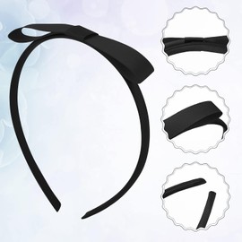 2 Piece Black Hair Bow Headband, Ribbon headband girl's hair accessory hairpin (Black, One size)