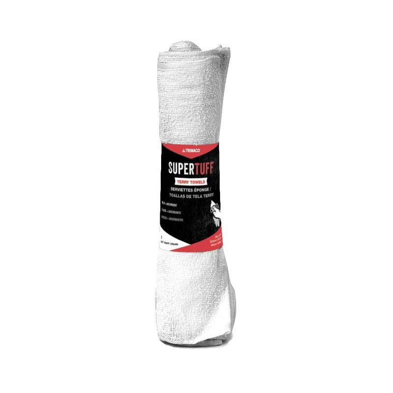 Trimaco SuperTuff Roll White Terry Towels, 14-inch x 17-inch, 6