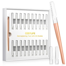 Dermaplaning Tool for Face Exfoliation, with 20 Replaceable Blades, Facial Shaver/Eyebrow Razor, Peach Fuzz Removal Eyebrow Shaper for Women, Easy to Use Dermaplaner Help Exfoliate and Smooth Skin