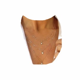 Yheakne Boho Crystal Pendant Necklace Gold Plated Rhinestone Vintage Multilayer Necklace with Jewelry Chain for Women and Girls, Metal, Rhinestone