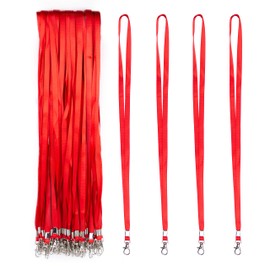 50 Red Neck Loops of 45 cm with Loop for ID Cards, Badges, Keys, Employees, Visitors, red