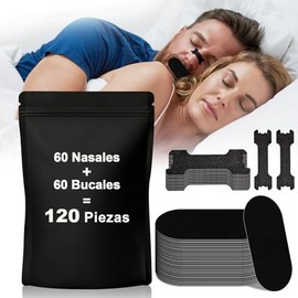 HEILUON Kit 120 Piezas Antirronquidos  60 Tiras Nasales  60 Cintas para la Boca, Doble Apoyo para Mejor Respiración y Menos Ronquidos, Ideal para...  