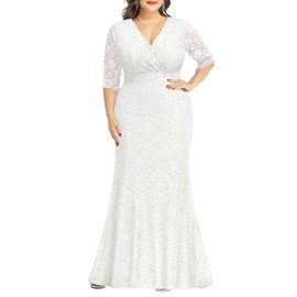 Plus Size Wedding Dress Bride White Women Lace Bridal Shower Elegant Simple Mermaid Wrap Long Formal Prom Gowns 2025