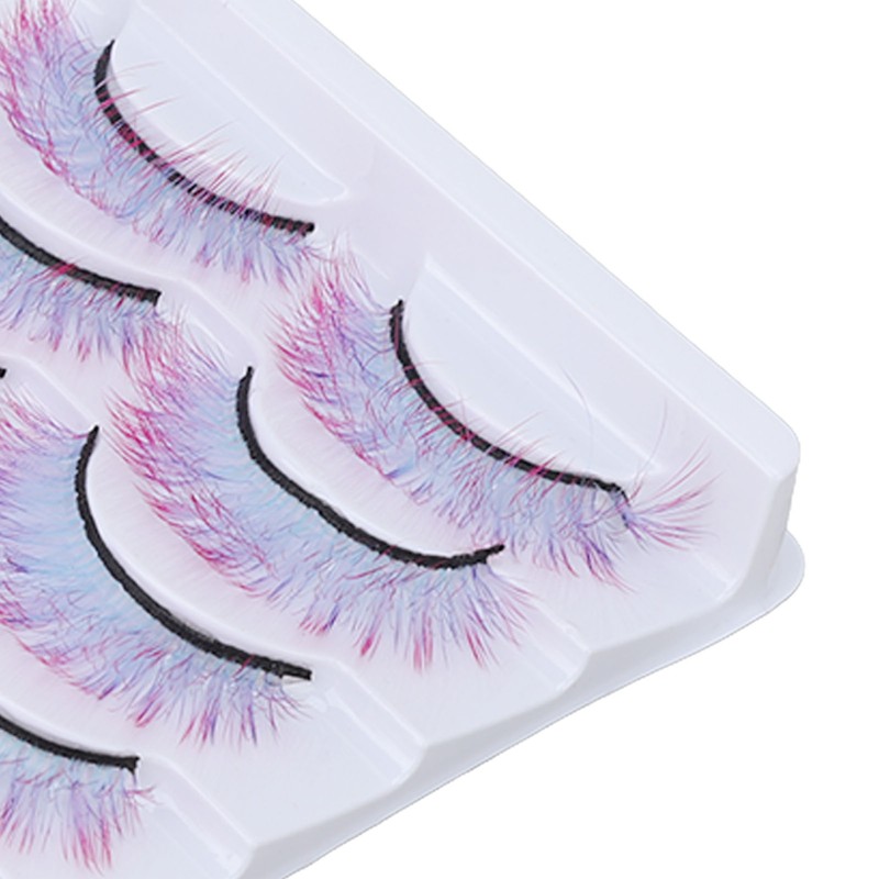 5pcs Colorful Eyelashes Dramatic Gradient Color False Eyelashes Fluffy 3D