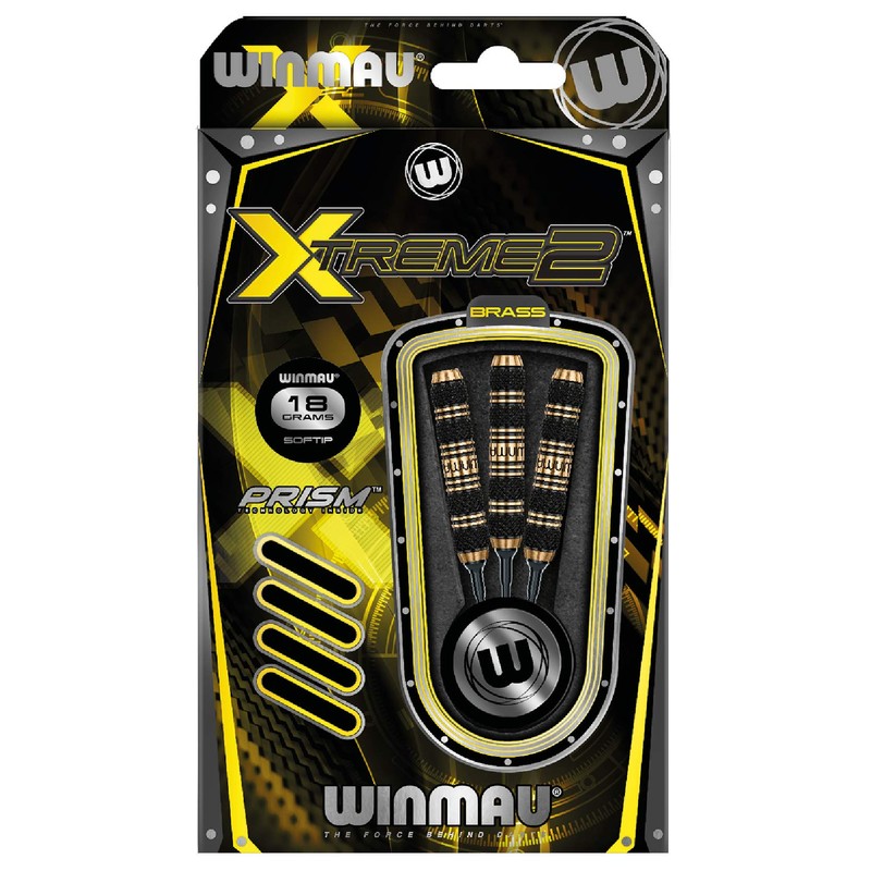WINMAU Xtreme2-18 gram Brass Dartpfeile Set mit Flights und Schäfte