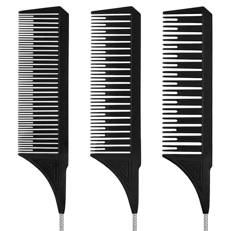 3Pcs Highlighting Combs Set Different Sizes Weaving Hair Combs Professional