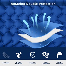 Kaket Self Inflating Camping Sleeping Mat, Inflatable Camping Mat Foot Pump Camping Mattress with Pillow, Waterproof Ultralight Roll Sleep Camping Pads for Outdoor Hiking Traveling (Blue)