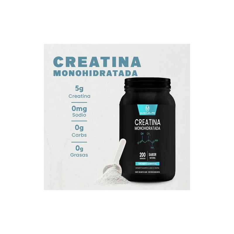 Suplemento Creatina Monohidratada Muscle Life 1kg 200servis