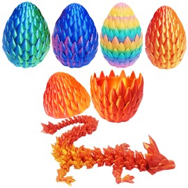 Qxbuhe 12inch 3D Printed Dragon Egg,Mystery Crystal Dragon Fidget Toys,Articulated Dragon,Home Desk Decor Easter Surprise Dinosaur Eggs,Adults Fidget Toys for Autism/ADHD (Laser Red)