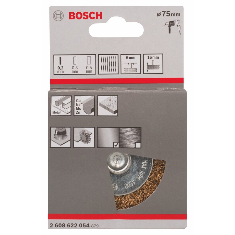 Bosch 2608622054 6 mm Shank Wire Wheel with 70 mm