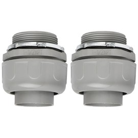 HDHAODA Conduit Connectors, 1-1/2 Inch Liquid Tight Connector NPT Non-Metallic for PVC Electrical Flexible Conduit Fittings, 180 Degree Straight, UL Listed for Home Outdoor Tubes Tools, Grey (2-Pack)