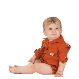 BullRed Baby Boys Orange PFG Vented Fishing Shirt Button Up One Piece Snaps, 12m