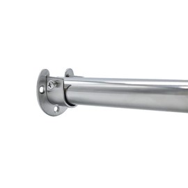 TOP-MAX 25mm Stainless Steel Cabinet Rod Base Heavy Duty Cabinet Rod Supports Flange Rod Holder U Shape Wardrobe Holder Shower Curtain Pack of 2