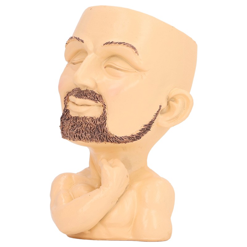 Face Planter Pot with Drainage Hole Man Face Flower Pot