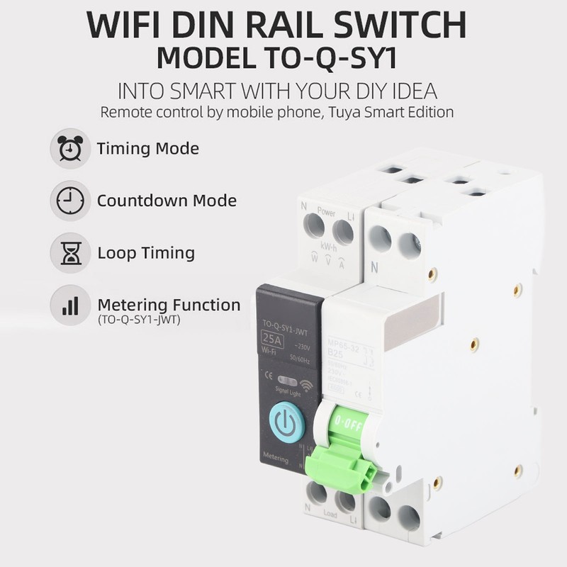 Smart WiFi Circuit Breaker with Metering Remote Control Timer Home
