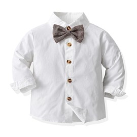 Volunboy Baby Suit Boys' Suit Vest Shirt with Bow Tie for Festive Wedding Clothing Set 4-Piece, brown