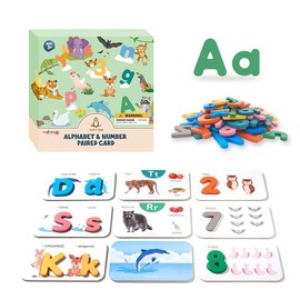 SSol & Sam Alphabet Flash Cards for Kids Ages 3-8, Toddler Montessori Education With Interactive Wooden Letters, ABC Matching Game for Learning to Read & Count