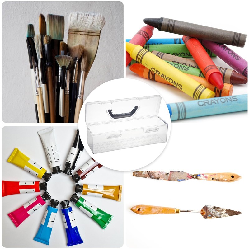 BTSKY 2 Pack Clear Plastic Painting Brush Container with Black