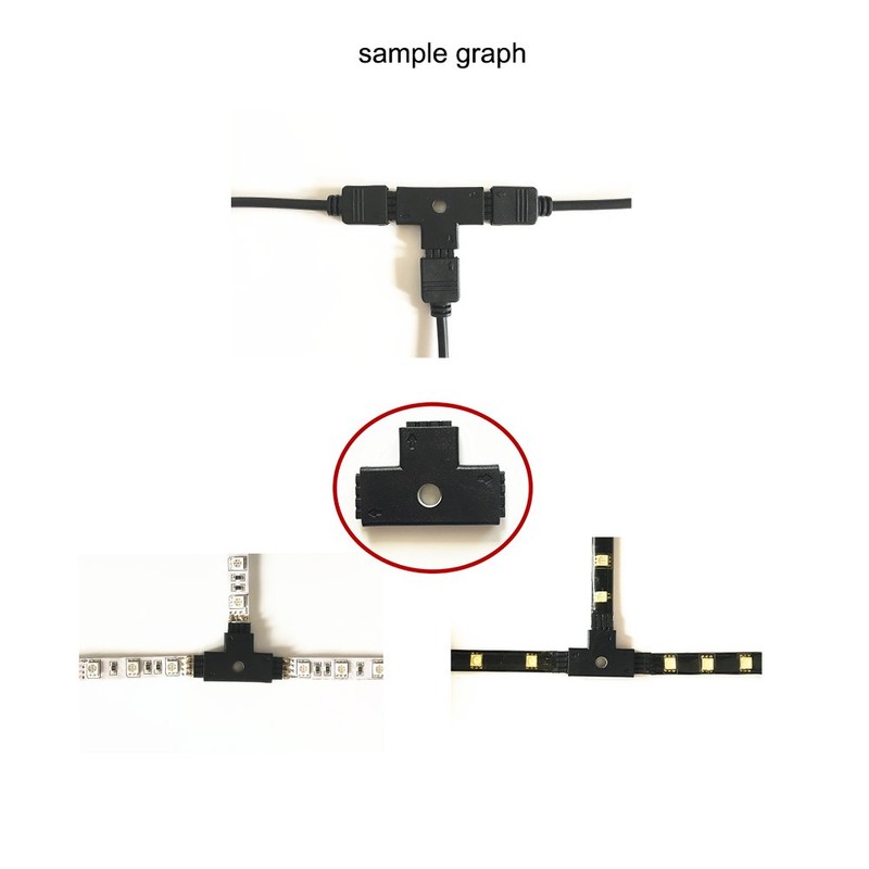 HUALAND 10pcs 10mm 4-pins T-Shape 3-Ends Female Connector for LED
