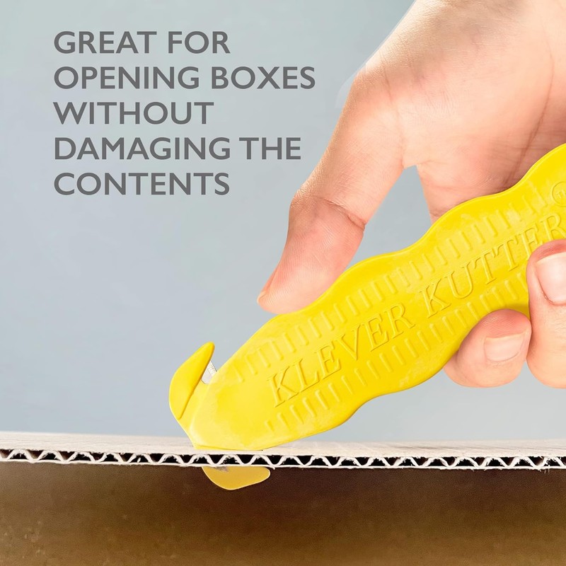 Klever Kutter KCJ-1Y Safety Box Cutter, 5 Count, Yellow