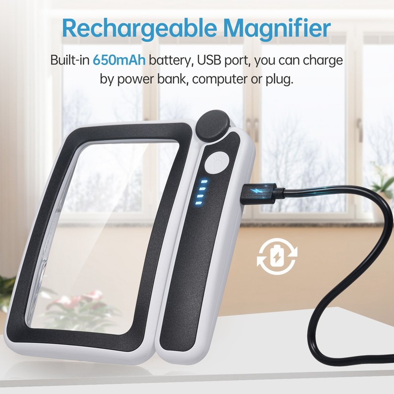 Handheld Magnifier 4X Magnifying Glass for Reading Full Book Page
