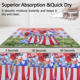 American Flag 4th of July Dish Drying Mat Absorbent Silicone Dry Pad For Coffee Machine Dish Rack Kitchen Counter 24 "X16"