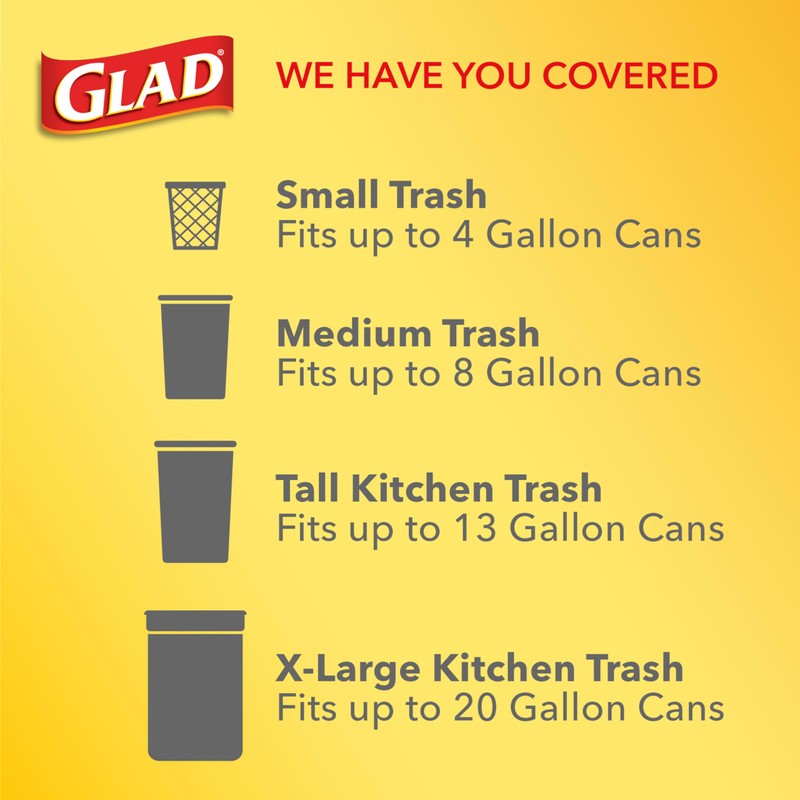 Glad Small Trash Bags 4 Gallon, Lemon Fresh Bleach Garbage