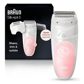 Braun Depiladora Silk-épil 5 5-620, Depiladora para mujer, afeitadora y recortadora, inalámbrica, recargable, húmeda y seca, juego de 6 piezas