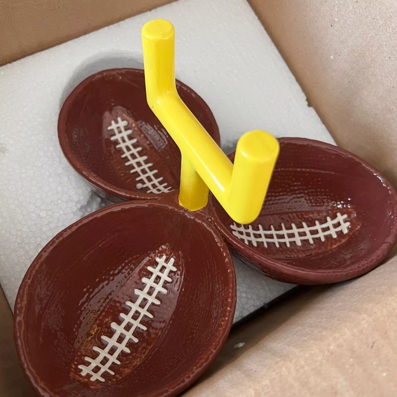 Boston Warehouse Touchdown 3 Section Football Condiment Server bowl Hand