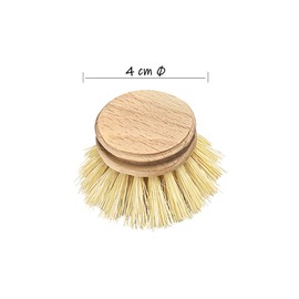 Set of 6 Washing Up Brush Heads, Wooden Washing Up Brushes, Replacement Heads. Sustainable Brush Heads Made of Certified Beech Wood and Natural Fibre Plant Bristles. Durable, Practical and CO²