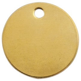 C.H. Hanson 1078B Brass Tags, 18 Gauge, 1" Diameter, 3/16 in Hole, Round (Pack of 100), (Model: 337-1078B)