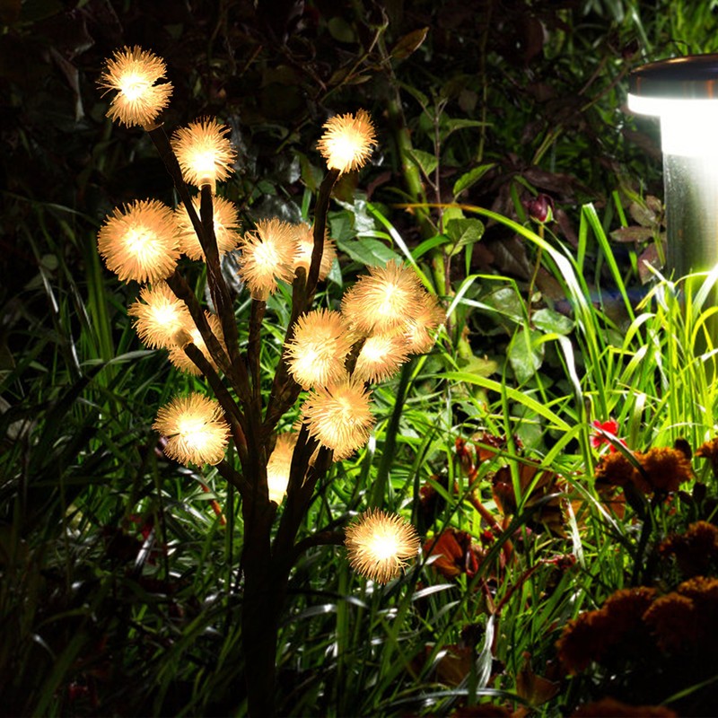 2pcs 20LED Solar Powered Fairy Lights Outdoor Dandelion Lamp Garden