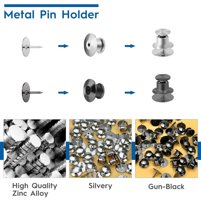 Pack of 60 Locking Pins, Metal Pin Keepers, Back Lock