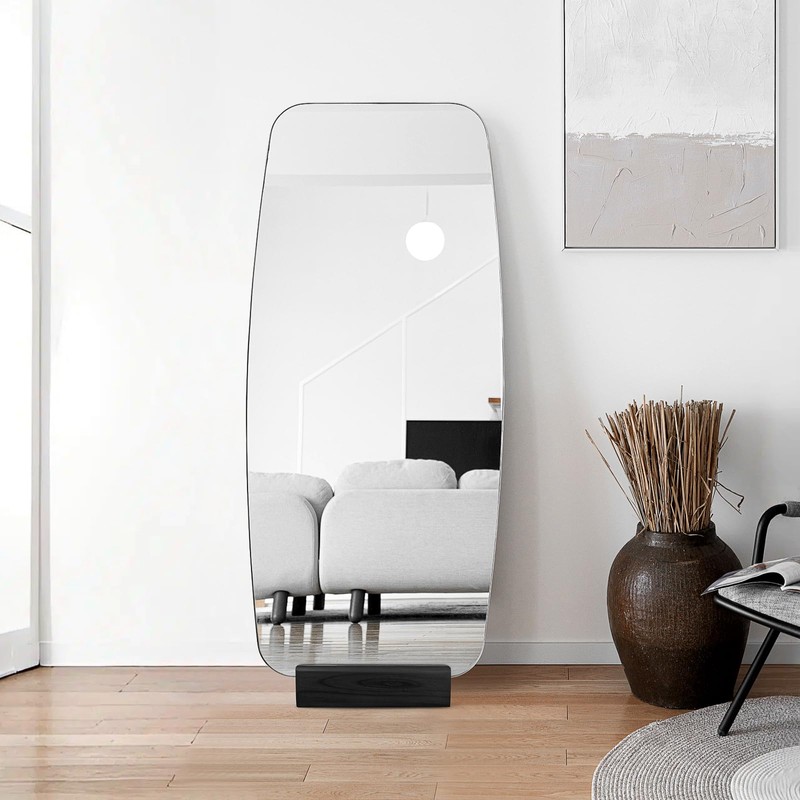 Uonlytech Wooden Floor Mirror Support Stand Anti-Skid Mirror Bracket Room