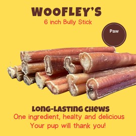 Woofley's 6" Regular Sized Buffalo Bully Sticks - (100 Count) - Bully Sticks for Dogs - Long Lasting Bully Stick Dog Chews