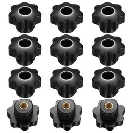 Pack of 12 M8 star screws, thumb screw OD 38 mm, star handle screws, wing nuts, star grip nuts, knurled nuts, star knurled screws, furniture handle thumb screws, black