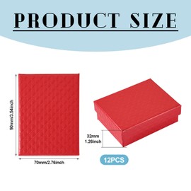 Craftdady 12 Pack Red Small Rectangle Jewelry Boxes for Valentines Diamond Pattern Necklace Pendant Earring Cardboard Paper Boxes with Lids Empty Present Boxes for Festival Jewelry Display