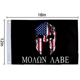 Bayyon Small Flag Double Sided Molon Labe Patriotic Flag- 12"" X 18"" Inch Boat Motorcycle Yacht Boat Bike Car Flag with 2 Brass Grommets