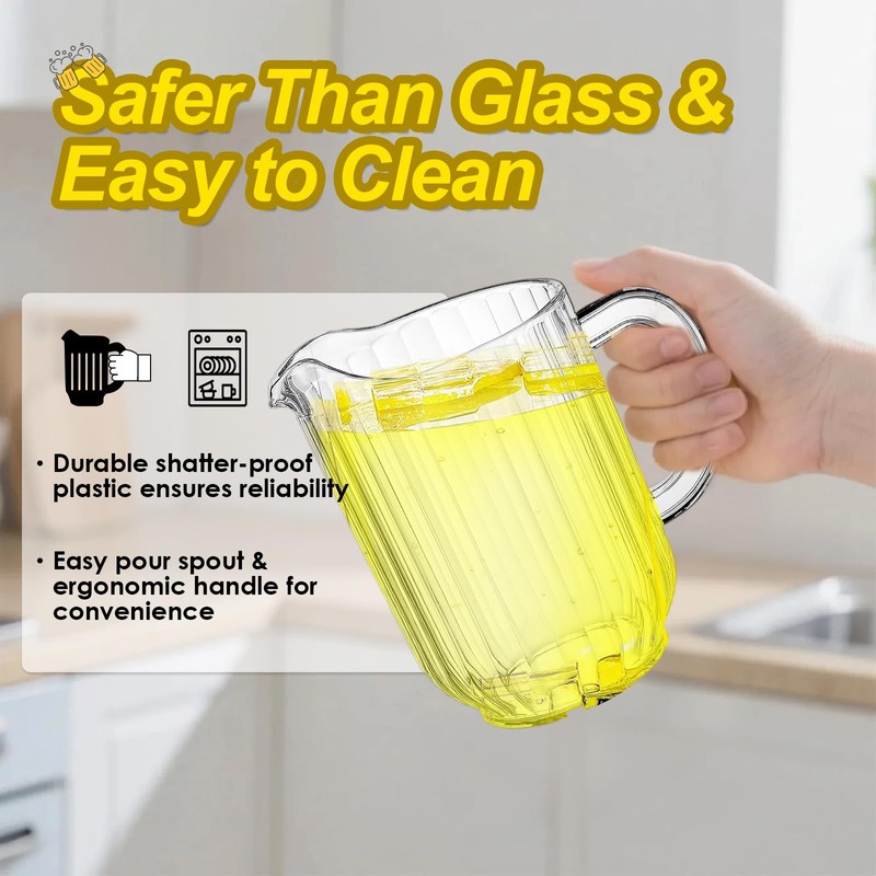 WELKOR 32 Oz Plastic Beer Pitcher Set,Commercial Grade Anti-Drip Restaurant