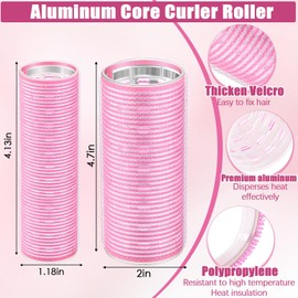 WILLBOND 4 Pcs Long Hair Rollers for Bangs Aluminum Core Curlers Thermal Self Grip Roller for Long and Medium Hair Women Hairstyle(4.7 x 2 Inch, 4.1 x 1.2 Inch,Light Pink)