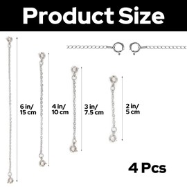 4 Pcs Silver Necklace Extenders Chain, Bracelet Extender with Two Spring Claw Clasps for Bracelet, Anklet, Jewelry Making(2 3 4 6 inch)