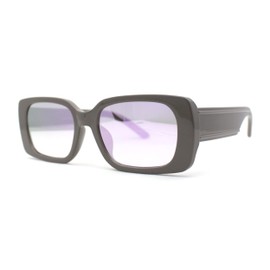 SA106 Minimal Color Mirror Mod Narrow Rectangle Plastic Sunglasses Grey Purple Mirror