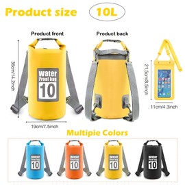 Artmitz 10L Waterproof Dry Bag for Kayaking Swimming Boating Camping Hiking, yellow, Outdoor