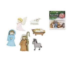Christmas Crafts Nativity Buttons - Mary, Joseph, Baby Jesus