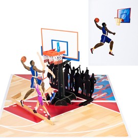 3D Birthday Card, Pop-up Basketball Card, Basketball Game Memory Card, Encouragement Card with Envelope