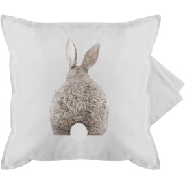 Cushion Cover – Easter Cushion – Easter Bunny Rabbit Motif – 50 x 50 cm – Grey – Rabbit Cushion Cover Easter Gifts Easter Cushion Covers Easter Gift for Parents Easter Bunny Cushion Covers Easter